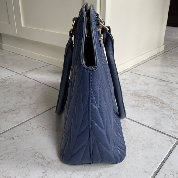 Pierre Cardin Quilted Navy Vegan Leather Tote Bag - Picture 7 of 17